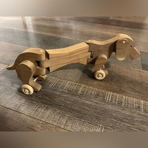 Vintage wooden toy dog shape